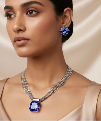 GLITSUN Crystal Silver Jewellery Set(Pack of 2)