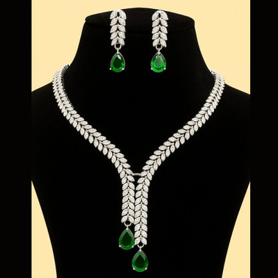 Amoha Lifestyle Alloy Silver Silver, Green Jewellery Set(Pack of 3)