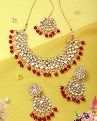 Orangenysha Brass Gold-plated Red Jewellery Set(Pack of 1)