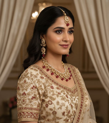 SHIVAM COLLECTION Alloy Gold-plated Red Jewellery Set(Pack of 4)