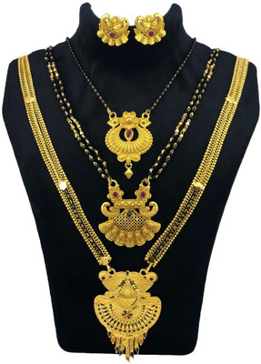 JRD GLOBAL Brass Gold-plated Gold, Multicolor Jewellery Set(Pack of 5)