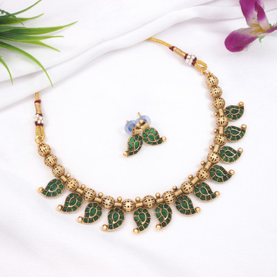 Atulya Alloy Gold-plated Green Jewellery Set(Pack of 2)