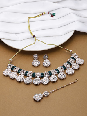 SAIYONI Alloy Gold-plated Green Jewellery Set(Pack of 4)