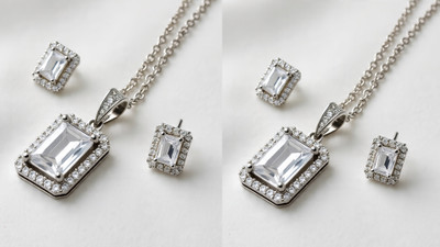 QERESTON Alloy Rhodium Silver Jewellery Set(Pack of 2)