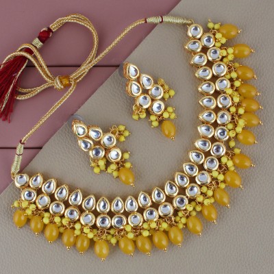 Lucky Jewellery Alloy Gold-plated Yellow Jewellery Set(Pack of 4)