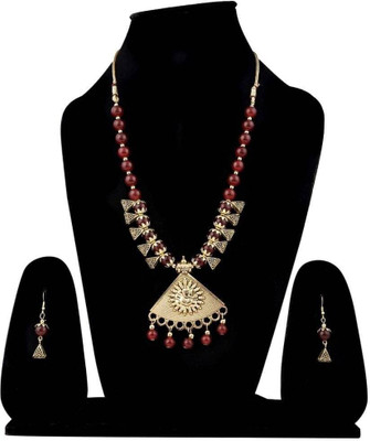 Anamya Collections Alloy Maroon Jewellery Set(Pack of 1)