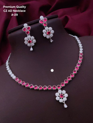 Blink & Buy Sterling Silver Platinum Pink Jewellery Set(Pack of 1)