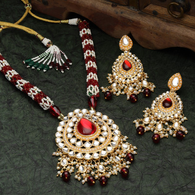MD KARAT ART Alloy Gold-plated Red Jewellery Set(Pack of 2)