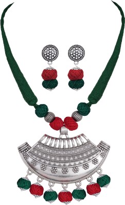 JFL Jewellery for Less Brass Silver Green, Red Jewellery Set(Pack of 1)