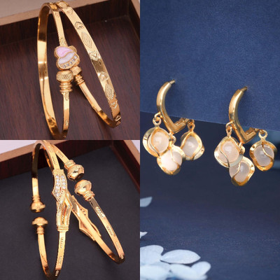 Sangria Brass Gold-plated Purple, Gold Jewellery Set(Pack of 3)