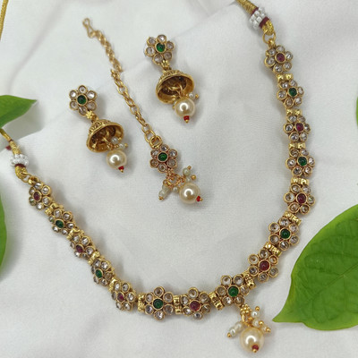 Kavya Creation Brass Gold-plated Multicolor Jewellery Set(Pack of 1)