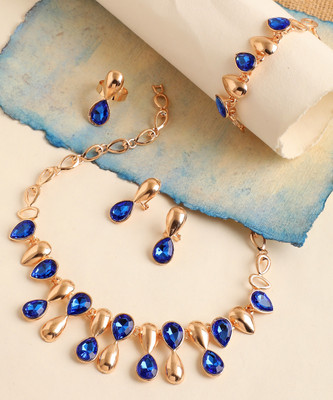 SOHI Alloy Gold-plated Blue, Gold Jewellery Set(Pack of 1)
