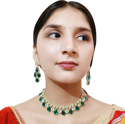 Imitako Ejiji Alloy Gold-plated Green Jewellery Set(Pack of 1)