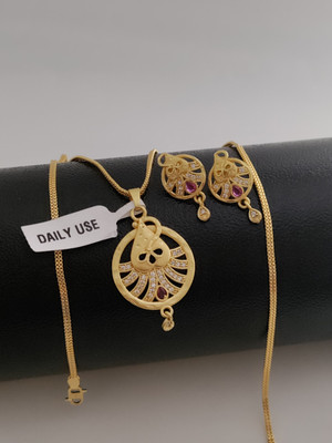 Bhagavati creation Brass Gold-plated Gold Jewellery Set(Pack of 1)