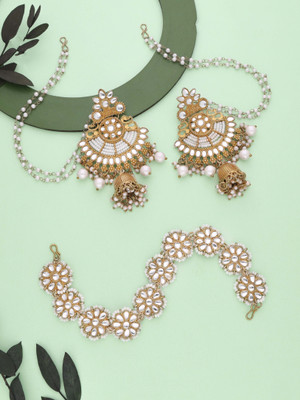 brado jewellery Brass Gold-plated Gold, White Jewellery Set(Pack of 2)