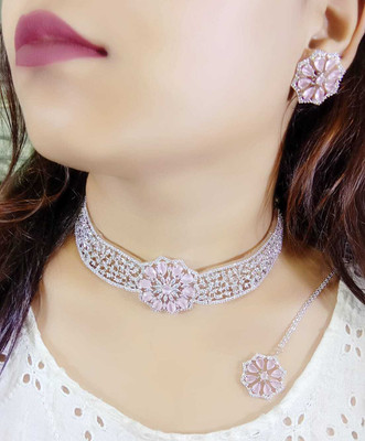 DENICRAAS Alloy Pink, Silver Jewellery Set(Pack of 3)