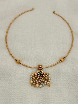 YIMBLI Traditional Wedding Wear Necklace/Jewellery Set For Women and Girls Gold-plated Plated Brass Necklace Set