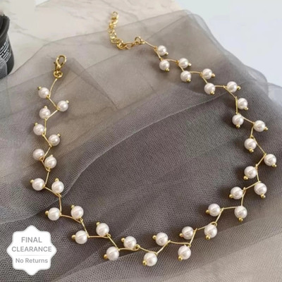 house of common Alloy Gold-plated White Jewellery Set(Pack of 1)