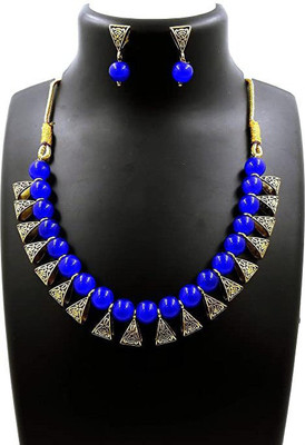 house of common Mother of Pearl Blue Jewellery Set(Pack of 1)