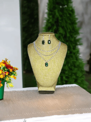 Paaru Alloy Sterling Silver Green Jewellery Set(Pack of 1)