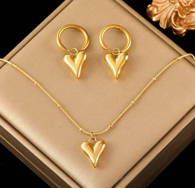 Tiny Troves Stainless Steel Gold-plated Gold Jewellery Set(Pack of 3)
