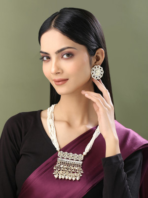 YELLOW CHIMES Metal Gold-plated White Jewellery Set(Pack of 3)