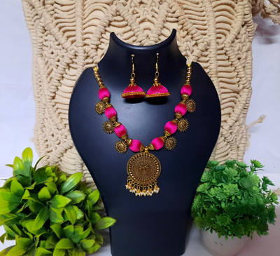 ssj Oxidised Silver Pink, Gold Jewellery Set(Pack of 1)