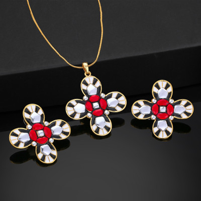 Estele Alloy Gold-plated Red Jewellery Set(Pack of 3)