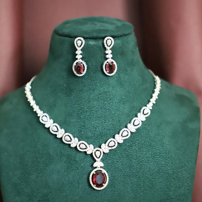 IKSAVA Brass Silver Pink Jewellery Set(Pack of 3)