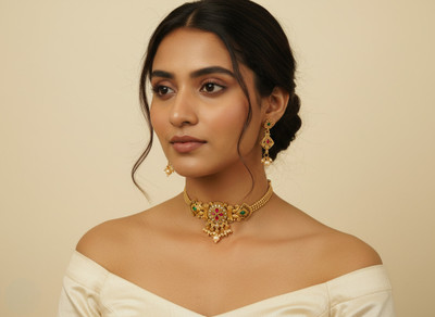 Vivity Alloy Gold-plated, Enamel Gold, Green Jewellery Set(Pack of 2)