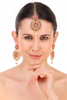 Animax Brass Gold-plated Gold, White, Ruby Red Jewellery Set(Pack of 1)