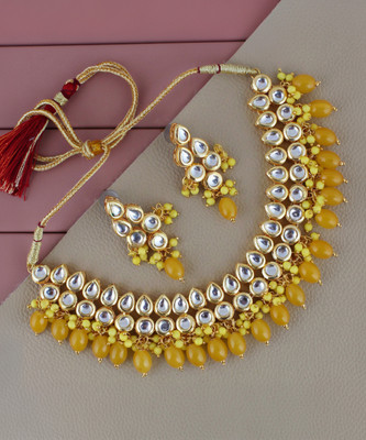 Lucky Jewellery Alloy Gold-plated Yellow Jewellery Set(Pack of 4)