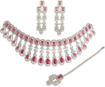 DENICRAAS Alloy Pink, Silver Jewellery Set(Pack of 1)
