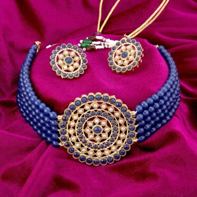 ASMITTA Jewellery Zinc Gold-plated Blue Jewellery Set(Pack of 1)