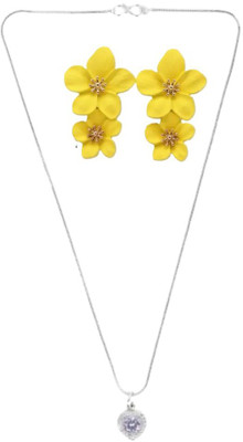 SRK Fashions Stone White, Yellow Jewellery Set(Pack of 1)