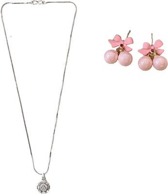 SRK Fashions Stone Silver, Pink Jewellery Set(Pack of 1)