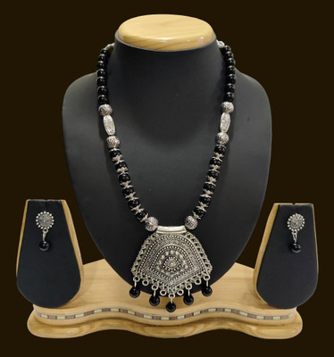 HARIHARA FASHION Oxidised Silver Black Jewellery Set(Pack of 1)