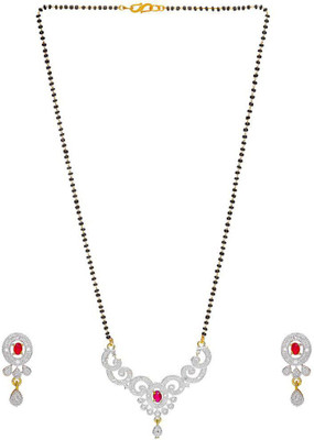Pujvi Alloy Pink Jewellery Set(Pack of 1)