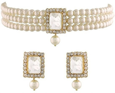 CATALYST Brass Gold-plated White Jewellery Set(Pack of 1)