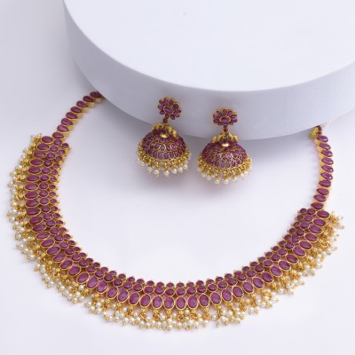 southtemple Brass Gold-plated Red, Gold Jewellery Set(Pack of 1)