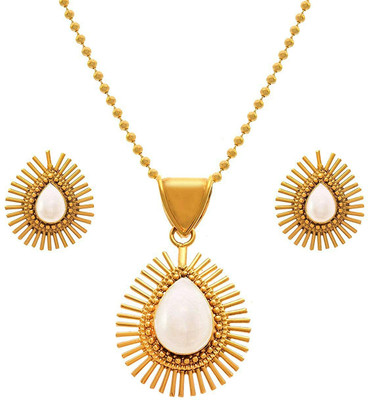JFL - Jewellery for Less Copper Gold-plated White Jewellery Set(Pack of 1)