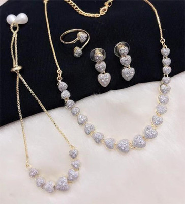 Krishna Creation Alloy Gold-plated White Jewellery Set(Pack of 1)