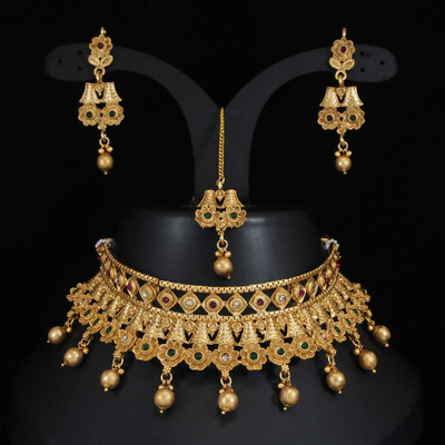 sharneshwar Alloy Gold-plated Gold Jewellery Set(Pack of 1)