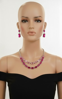 ICG Alloy Platinum Ruby Red Jewellery Set(Pack of 1)