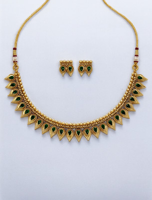 Anita Fancy Store Copper Gold-plated Gold, Green Jewellery Set(Pack of 1)