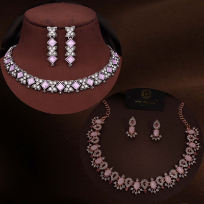 brado jewellery Brass Gold-plated Rose Gold, Pink, Purple Jewellery Set(Pack of 1)