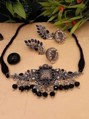 Sangria Alloy Silver, Black Jewellery Set(Pack of 1)