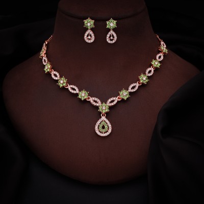 Vedda Brass Gold-plated White, Rose Gold, Green Jewellery Set(Pack of 1)