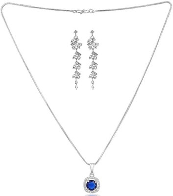 SKG Fashions Stone Blue, Silver Jewellery Set(Pack of 1)