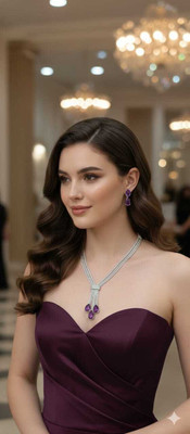 ICG Alloy Platinum Ruby Red Jewellery Set(Pack of 1)